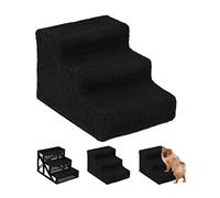 Relaxdays Dog Stairs, 3 Steps, Pets Access Ramp, Climbing Aid Bed, Sofa & Car, Max. 33 kg, 30x35x45 cm, Black, 30x35x45cm