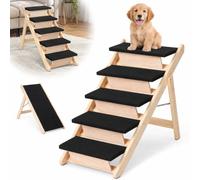 relaxdays dog steps, 2-in-1 foldable, HxWxD: 80 x 84.5 x 44 cm | Pet ramp, dogs, up to 50 kg, car bed, 5 steps