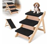 relaxdays dog steps, 2-in-1 foldable, pet ramp, 56 x 61.5 x 44 | Small dogs, up to 50 kg, car bed, 3 steps