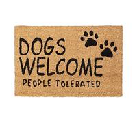 Relaxdays Dogs Welcome Doormat Rubber, 40 x 60 cm, Door Mat Inside & Outside, Non-Slip, Natural Coir, Coco