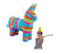 Relaxdays Donkey Pinata, Birthday, Party, Celebration, Dimensions: H x W x D: approx. 54 x 16 x 42 cm, Multicoloured