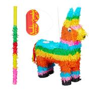 Relaxdays Donkey Piñata Set with Eye Mask & Bat