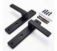 Relaxdays Door Handle Set, Interior Door, BB Escutcheon, Matt Black | with Spring, H: 23.5 x 13.5 cm, Long Plate, Metal