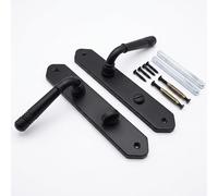 Relaxdays Vintage Interior Door Handle Set, WC & Bathroom Fittings, Long Plate, Matt Black, 23 x 13.5 cm