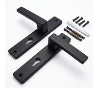 Relaxdays Door Handle Set, Internal Door, Profile Cylinder, Spring, HB 23.5x13.5 cm, Long Backplate, Metal, Matt Black