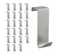 Relaxdays Door Hook Set of 24, Stainless Steel, Hangers for Hallway, Bedroom, Bathroom, HWD: 7 x 2.5 x 5 cm, Silver