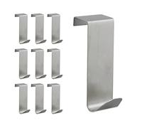 Relaxdays Door Hooks Set of 10, Hanging Coat Rack for Window & Closet, 2 cm Seam, Stainless Steel, Silver