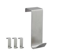 Relaxdays Door Hooks Stainless Steel 4-Piece Set