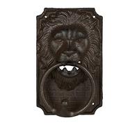 Relaxdays Door Knocker Lion, Cast Iron, Vintage Bell, HxWxD: 19.5 x 12 x 6 cm, Animal Head Design, Decorative, Brown