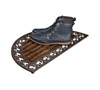 Relaxdays Door Mat Cast Iron Doormat with Bristles, Circular 4 x 72 x 39 cm, Art Nouveau Rustic Welcome Mat made of Robust Powder Coated Metal with Anti-Slip Bottom, Bronze
