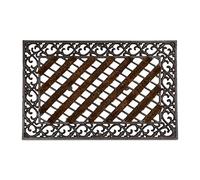 Relaxdays Door Mat Cast Iron Doormat with Bristles, Rectangular 4 x 72 x 46 cm, Art Nouveau Rustic Welcome Mat made of Robust Powder Coated Metal with Anti-Slip Bottom, Bronze