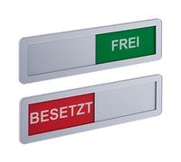 Relaxdays Door Sign "Besetzt Frei", Set of 2, Toilet Sign with Adhesive Strips, Magnets and Slider, Acrylic, Silver