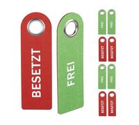 Relaxdays Door Sign, Set of 10, Vacant/Occupied in German, for Bathroom & Office, Hanging, Double-Sided, Felt, Red/Green, 27 x 8.5 x 0.5 cm