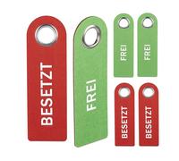 Relaxdays Door Sign, Set of 6, Vacant/Occupied, in German, for Bathroom & Office, Hanging, Double-Sided, Felt, Red/Green, 90% 10% Stainless Steel, 27 x 8.5 x 0.5 cm