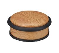 Relaxdays Stop, for Floor, for Heavy Doors, Stainless Steel, Rubber, Low, Wood Effect, HxD 5 x 10.5 cm, Light Brown