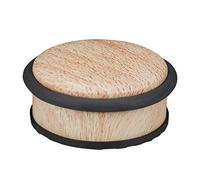 Relaxdays Stop, for Floor, for Heavy Doors, Stainless Steel, Rubber, Low, Wood Effect, HxD 5 x 10.5 cm, Natural