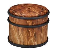 Relaxdays Stop, for Heavy Doors, Stainless Steel & Rubber, Wood Effect, Tall Doorstopper, ∅ 9.5 cm, Dark Brown