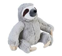 Relaxdays Doorstop Sloth, Fabric & Sand, Anti-Slamming Buffer, Inside, HWD: 22 x 21 x 18 cm, Decorative Bag Animal, Grey, Polyester