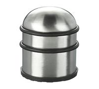 Relaxdays Door Stopper, for Doors & Windows, Stainless Steel & Rubber, High & Round, Indoor, HxØ: 8.5 x 7 cm, Silver