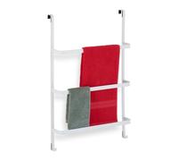 Relaxdays Rack, 3 Rails, H x W x D: 85 x 54.5 x 15 cm, Door Towel Holder, Steel, White