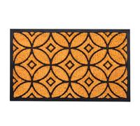Relaxdays Doormat, Coconut & Rubber, Geometric, 75 x 45 cm, Natural/Black