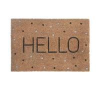 Relaxdays Doormat Coir HELLO Print, 40 x 60 cm, Door Mat Inside & Outside, Non-Slip Wiper, Rectangular, Multicoloured, Coco