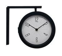 Relaxdays double-sided station clock, HxW: 25 x 28 cm, battery-operated, analogue wall clock, silent, black