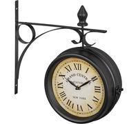 Relaxdays Double-Sided Wall Clock, 70% iron 30% glass, Black, 33x34x10 cm