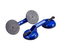 Relaxdays Double Suction Cups Set of 2, Heavy Duty Glass Lifting, Vacuum Pads, Transport Handle, 80 kg, Ø 12 cm, Blue