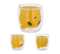 Relaxdays Double Walled Bear Glasses Set of 3