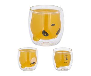 Relaxdays Double Walled Bear Glasses Set of 3