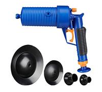 Relaxdays Drain Cleaner, Compressed Air Pipe Unblocker, Bathroom & Kitchen, 4 Attachments, Without Chemicals, Blue, 1 Item