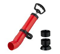 Relaxdays Drain Cleaner Pump, 2 Attachments for WC, Shower, Washbasin, Pressure, Chemical-Free, 48 x 16 cm, Black/Red