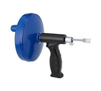 Relaxdays Drain Cleaner with Crank, Metal Coil, Toilet, Sink, Plug, Steel, 6m, Plastic, Handle, Pipe, Block, Blue/Black, 23 x 22 x 16 cm