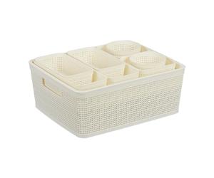 Relaxdays Drawer, 10-Piece Set, Compartments, Organising System, Plastic Divider Box, Various Sizes, White, 13 x 35 x 28.5 cm