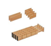 Relaxdays Drawer Divider, 10-Piece Set, Bamboo, Adjustable Length from 34 to 44 cm, Wardrobe/Closet Storage, Natural