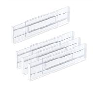 Relaxdays Drawer Divider, 4-Piece Set, Adjustable Length from 28 to 52.5 cm, Kitchen Storage, Organiser, Plastic, Clear, 8 x 52.5 x 1.5 cm