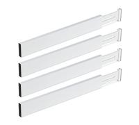 Relaxdays Drawer Divider, 4-Piece Set, Adjustable Length from 46 to 56 cm, Kitchen Storage, Organiser, Bamboo, White