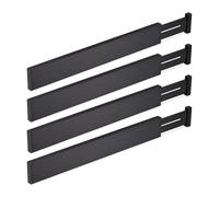 Relaxdays Drawer Divider, 4-Piece Set, Adjustable Length from 46 to 56 cm, Kitchen Storage, Organiser, Bamboo, Black