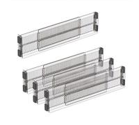 Relaxdays Drawer Divider, 8-Piece Set, Adjustable Length from 28 to 53.5 cm, Kitchen Storage, Organiser, Plastic, Clear, 8 x 28 x 2.5 cm