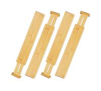 Relaxdays Drawer Divider Set of 4, Bamboo, Adjustable Organiser for Cutlery, Kitchen & Office, 6 x 55 cm, Natural