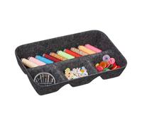 Relaxdays Drawer Organiser, Versatile Insert, HWD: 5.5 x 29.5 x 19 cm, 4 Compartments, Felt Tray, Utensils Storage, Grey