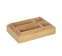 Relaxdays Drawer Organiser, 7-Piece Set, 4 Sizes, Bamboo, Storage System for Bathroom, Kitchen, Desk, Natural Boxes, Fibreboard, 5 x 28 x 19.5 cm