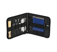 Relaxdays Drawing Set 33 Pieces 12 Hardness Grades Charcoal Pencils Graphite Pencils Erasers Sharpeners and Much More Black