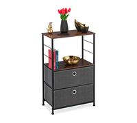 Relaxdays Dresser Stand, 2 Fabric Drawers, Shelf, Top with Wood Look, Steel Legs, HWD 85.5 x 55 x 30 cm, Grey