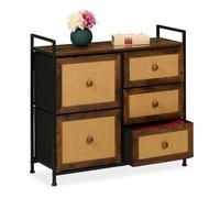 Relaxdays Dresser with 5 Rattan Drawers