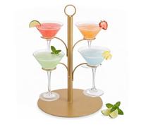 Relaxdays Drink Tower, 4 glasses, steel, gold