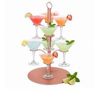 Relaxdays Drink Tower, 8 glasses, steel, rosegold