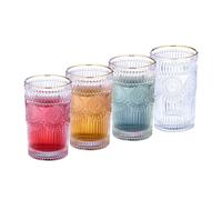 Relaxdays Drinking Glasses Set of 4, Vintage Look