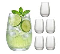 Relaxdays Drinking Glasses, Set of 6, Water Glasses, Clear